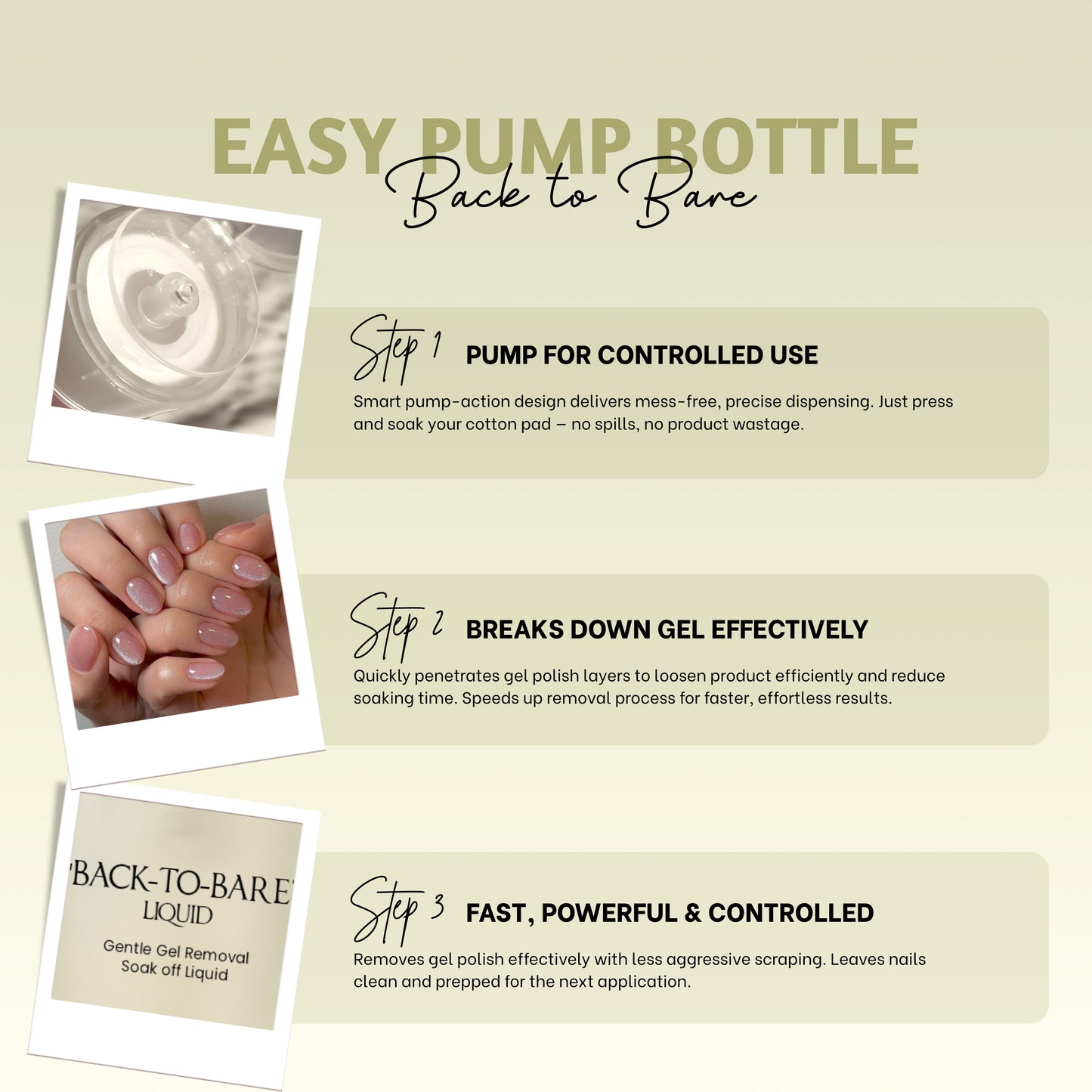 Back-To-Bare Gel Remover Liquid – Gentle Nail Gel & Gel Extension Remover, Safe & Non-Drying