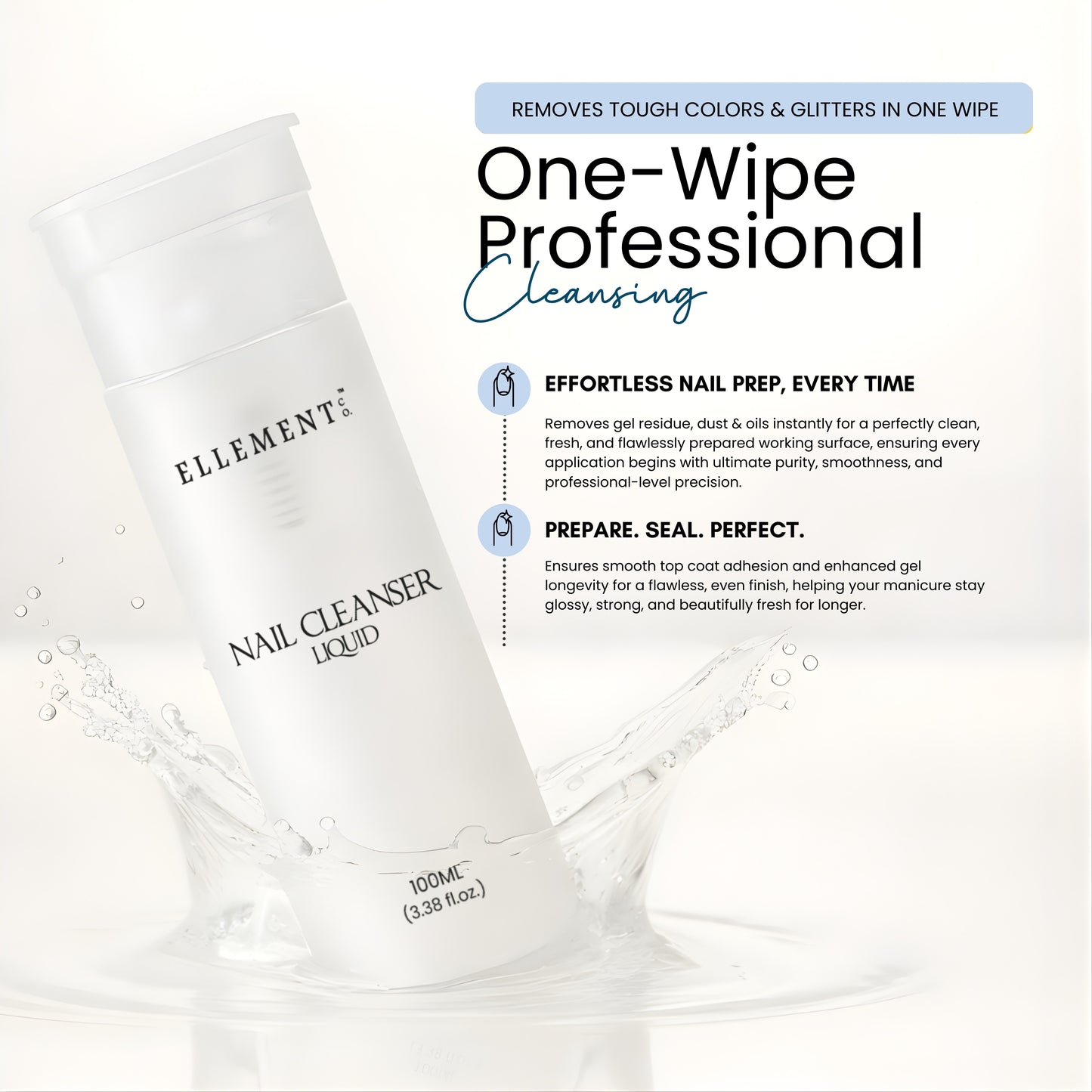 Nail Cleanser Liquid – Multi-Purpose Nail Prep Solution for Dust, Oil & Moisture Removal, Enhances Nail Polish Adhesion