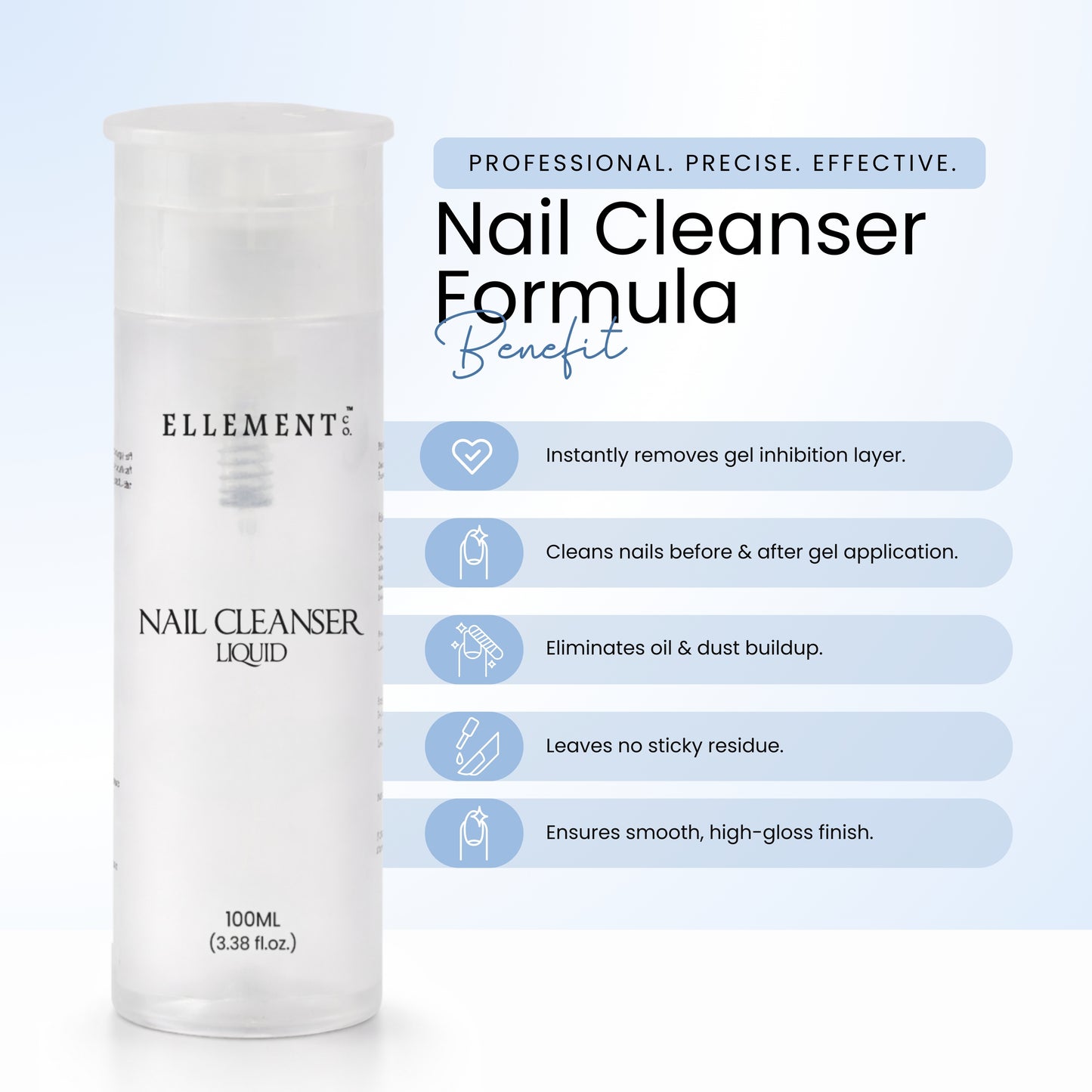 Nail Cleanser Liquid – Multi-Purpose Nail Prep Solution for Dust, Oil & Moisture Removal, Enhances Nail Polish Adhesion