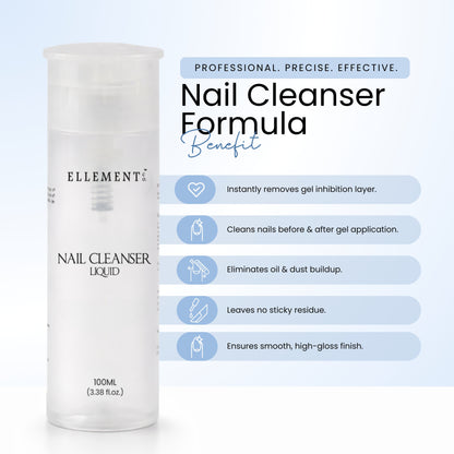 Nail Cleanser Liquid – Multi-Purpose Nail Prep Solution for Dust, Oil & Moisture Removal, Enhances Nail Polish Adhesion