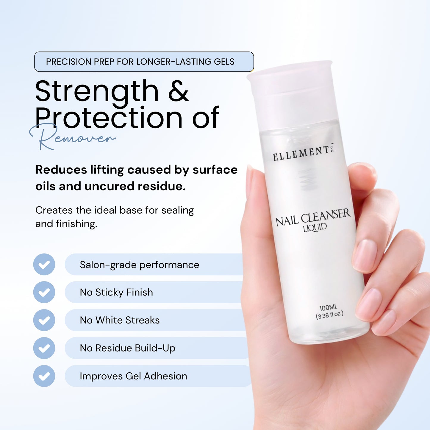 Nail Cleanser Liquid – Multi-Purpose Nail Prep Solution for Dust, Oil & Moisture Removal, Enhances Nail Polish Adhesion