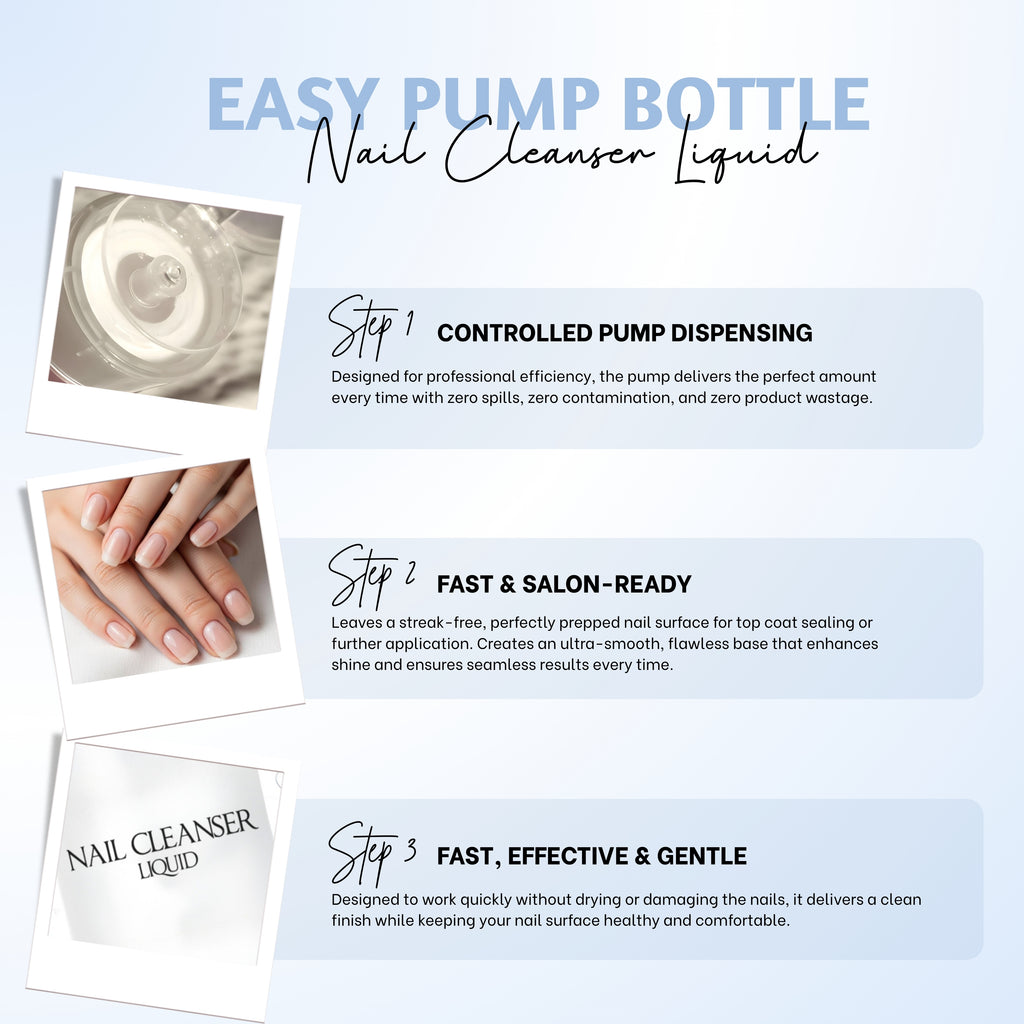 Nail Cleanser Liquid – Multi-Purpose Nail Prep Solution for Dust, Oil & Moisture Removal, Enhances Nail Polish Adhesion