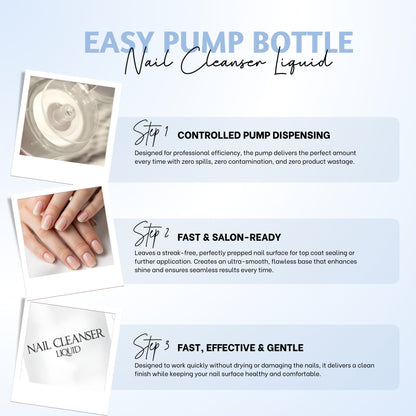 Nail Cleanser Liquid – Multi-Purpose Nail Prep Solution for Dust, Oil & Moisture Removal, Enhances Nail Polish Adhesion