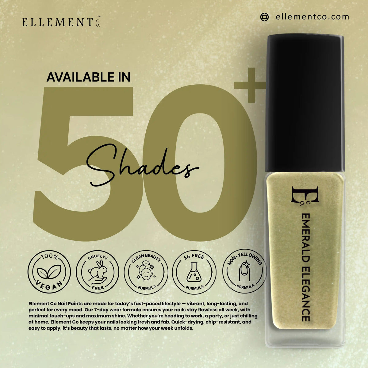 Emerald Elegance Vegan Green Nail Polish – Chip-Resistant, Non-Yellowing, Gel-Like Shine, Long-Lasting 4