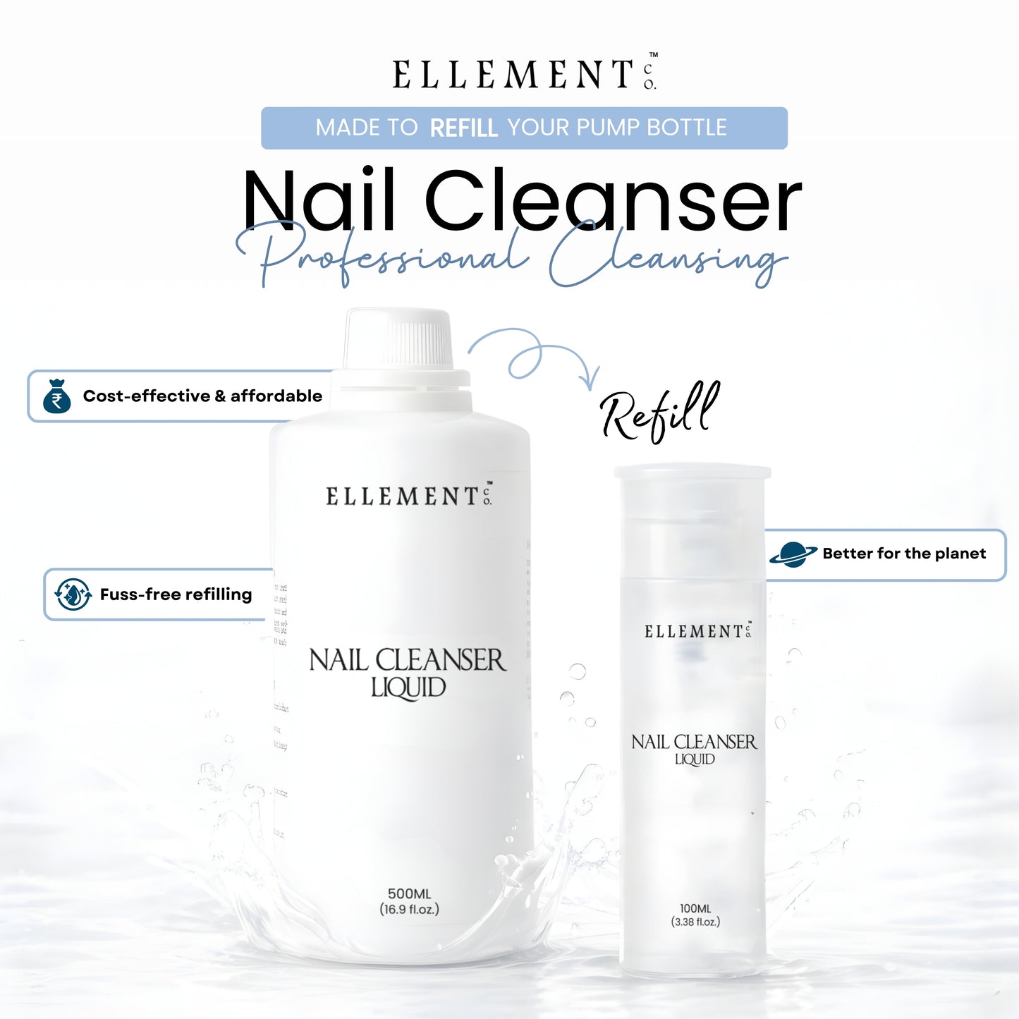 Nail Cleanser Liquid – Multi-Purpose Nail Prep Solution for Dust, Oil & Moisture Removal, Enhances Nail Polish Adhesion