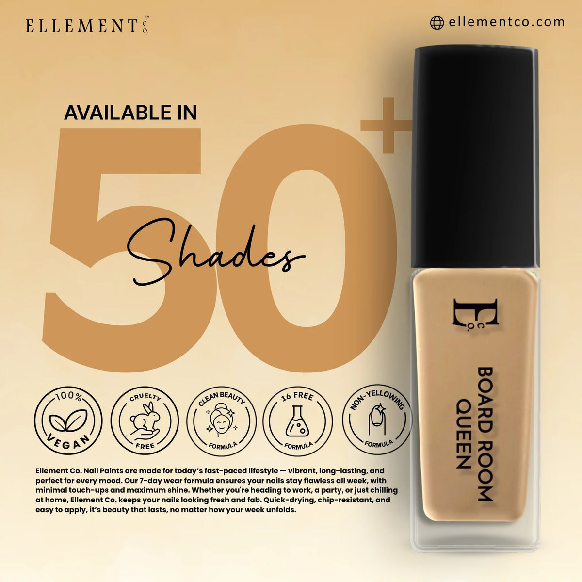Board Room Queen Vegan Nail Polish – Nude Brown, Gel-Like Finish, Chip-Resistant, Non-Yellowing, Long-Lasting Shine 6