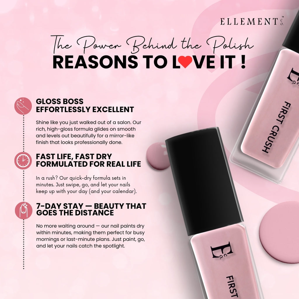 First Crush Vegan Pink Nail Polish – Chip-Resistant, Non-Yellowing, Matte Finish, Long-Lasting