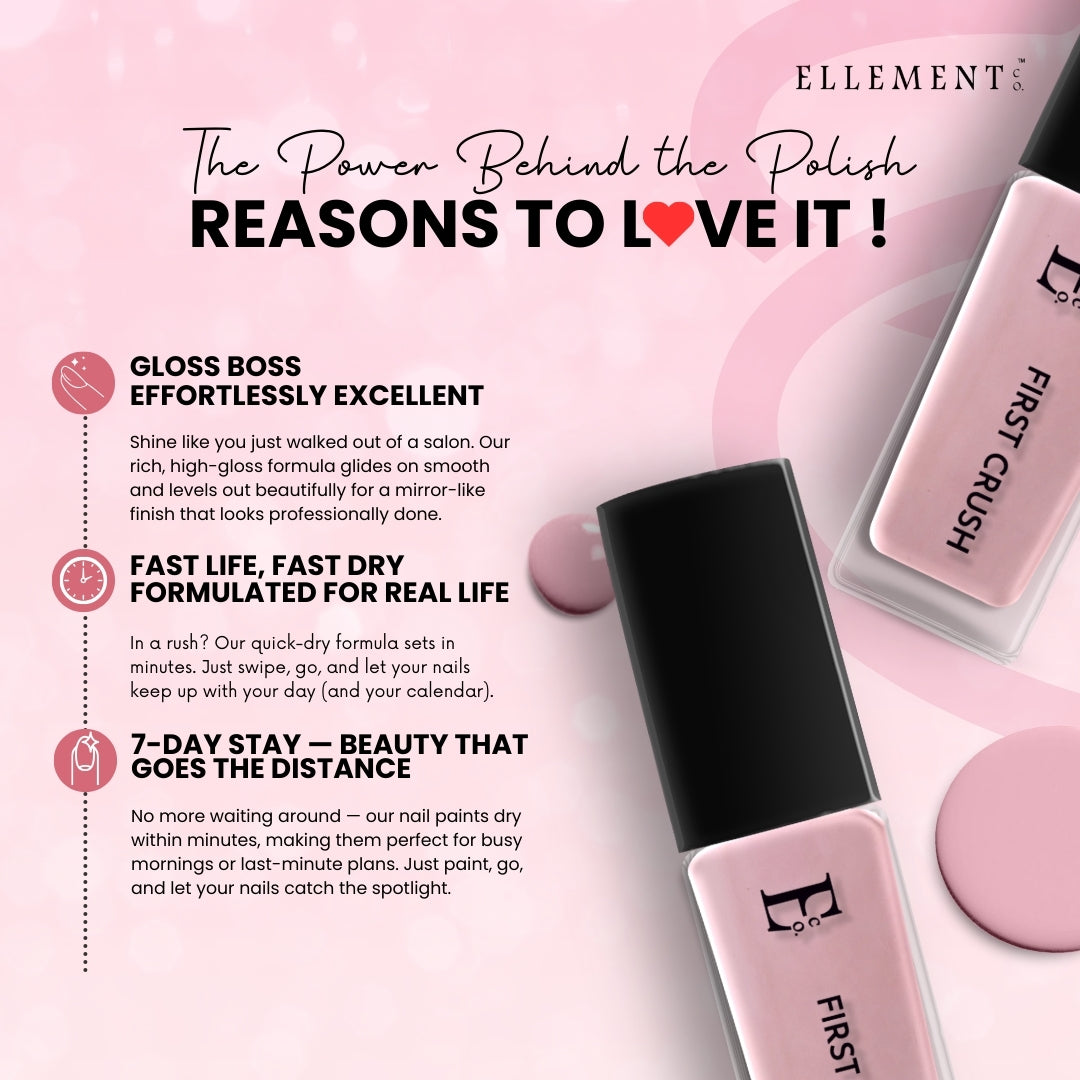 First Crush Vegan Pink Nail Polish – Chip-Resistant, Non-Yellowing, Matte Finish, Long-Lasting