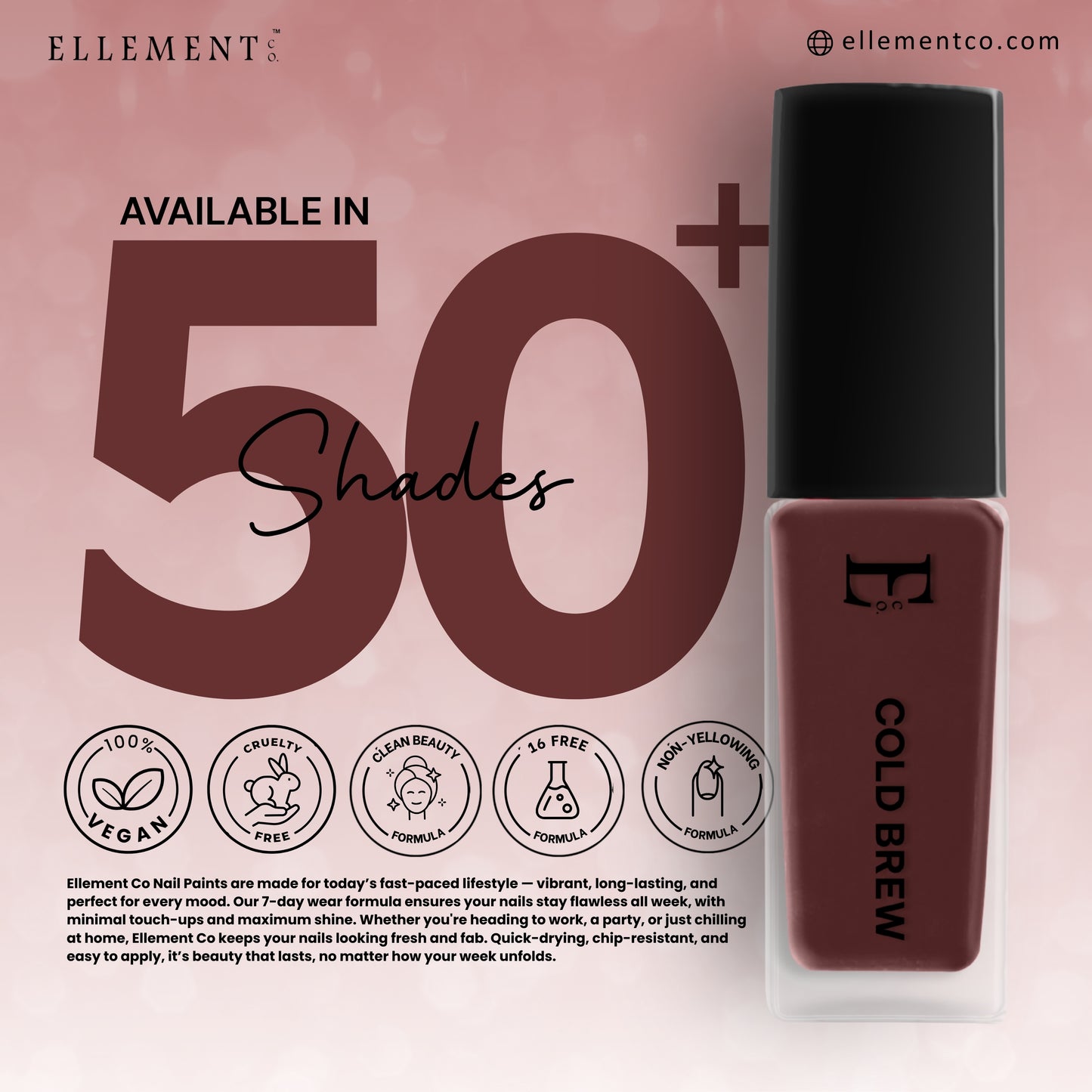 COLD BREW Vegan Nail Polish, Deep Brown Color -10 Ml