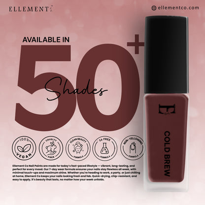 COLD BREW Vegan Nail Polish, Deep Brown Color -10 Ml