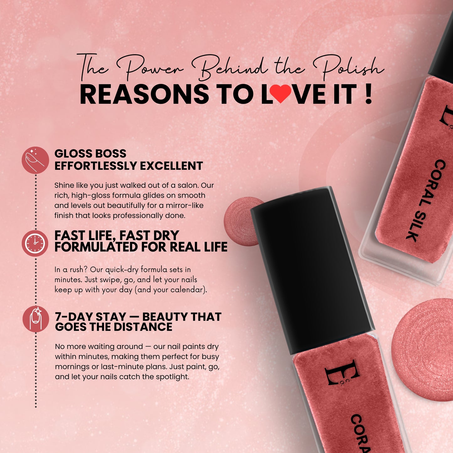 CORAL SILK Vegan Nail Polish, Coral Color -10 Ml