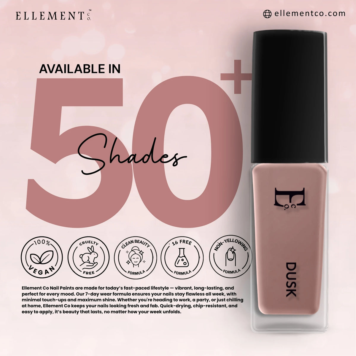 Dusk Vegan Nude Nail Polish – Chip-Resistant, Non-Yellowing, Gel-Like Shine, Long-Lasting 5