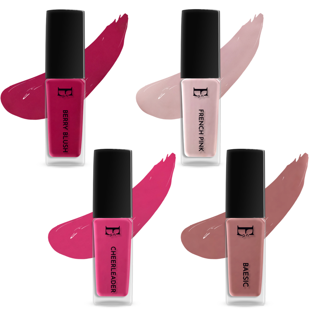 Blushing Blooms Nail Polish Set – 4 Pink & Nude Shades for Nail Art (Berry Blush, Cheerleader, Baesic, French Pink) – Long-Lasting, Glossy Finish