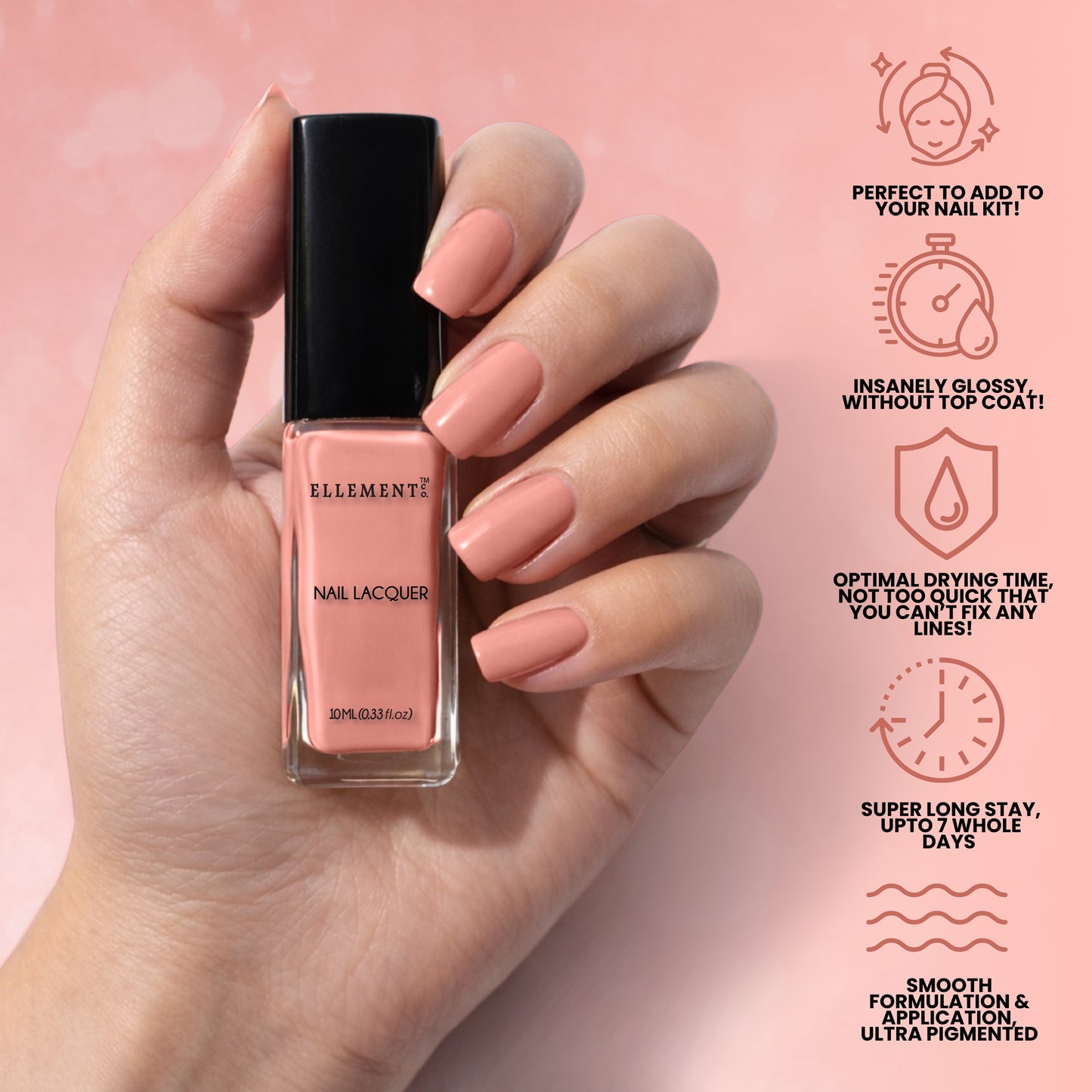 BARE Vegan Nail Polish, Nude Brown Color -10 Ml