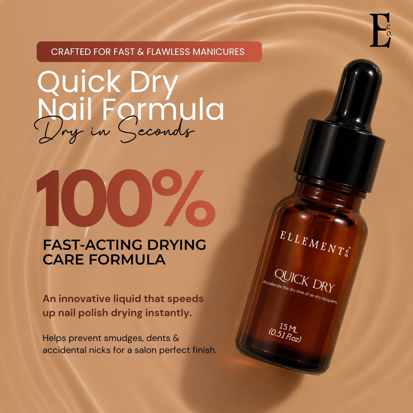 Ellement Co. Quick Dry Nail Drops – Fast-Drying, Smudge-Free Polish Accelerator, 15ML