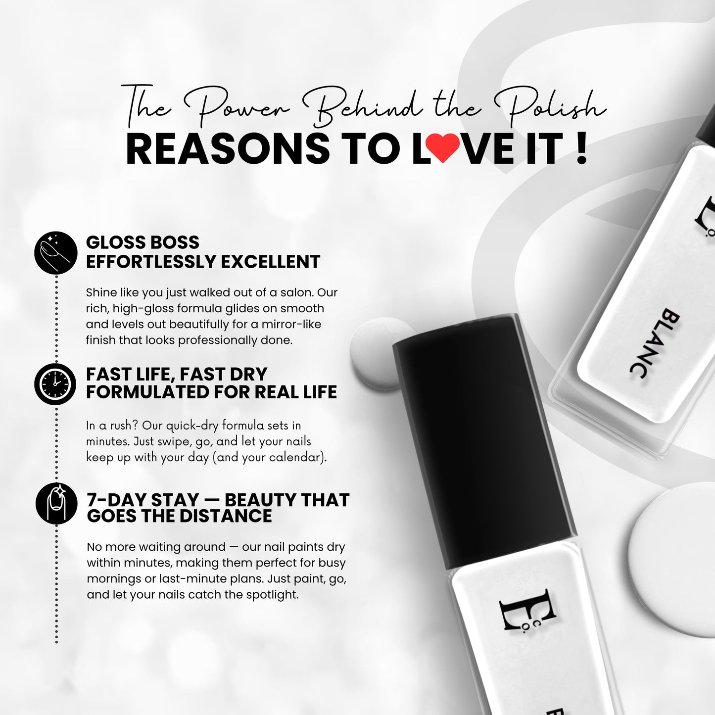 Blanc Nail Vegan Polish – Pure White, Chip-Resistant, Non-Yellowing, Long-Lasting Shine, Perfect For French Manicure