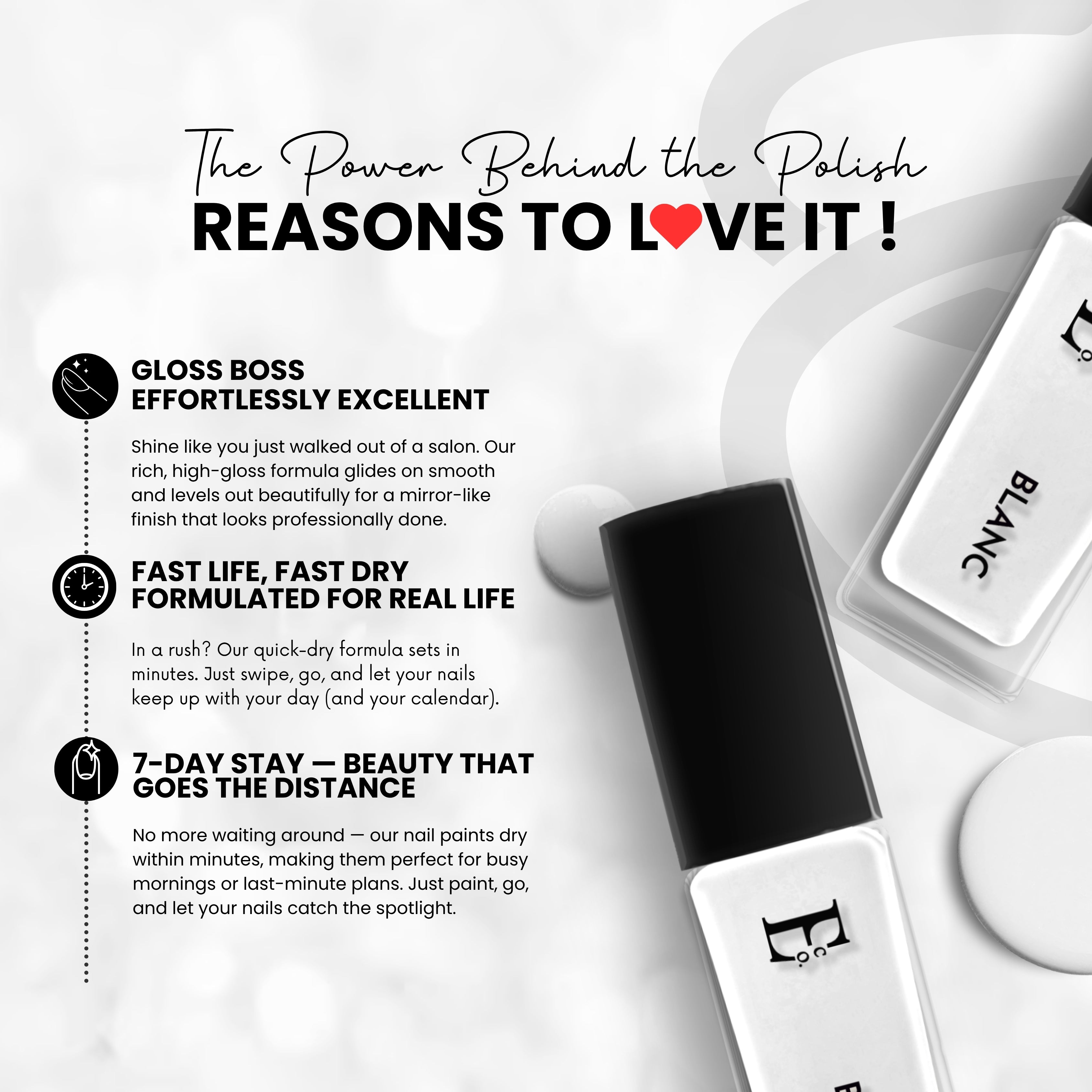 Blanc Nail Vegan Polish – Pure White, Chip-Resistant, Non-Yellowing, Long-Lasting Shine, Perfect For French Manicure