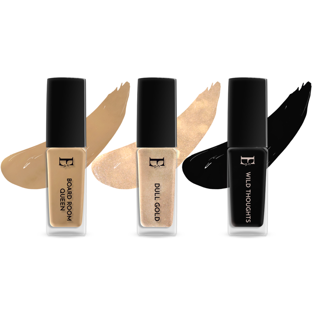 In Your Ellement Nail Polish Set – Black, Gold, and Nude Shades for Classic French Twist Designs