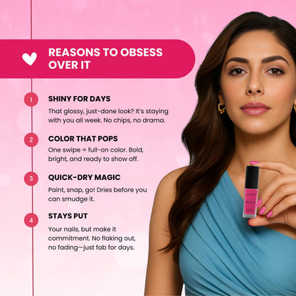 Cheerleader Vegan Nail Polish – Hot Pink, Chip-Resistant, Non-Yellowing, Long-Lasting, Gel-Like Shine