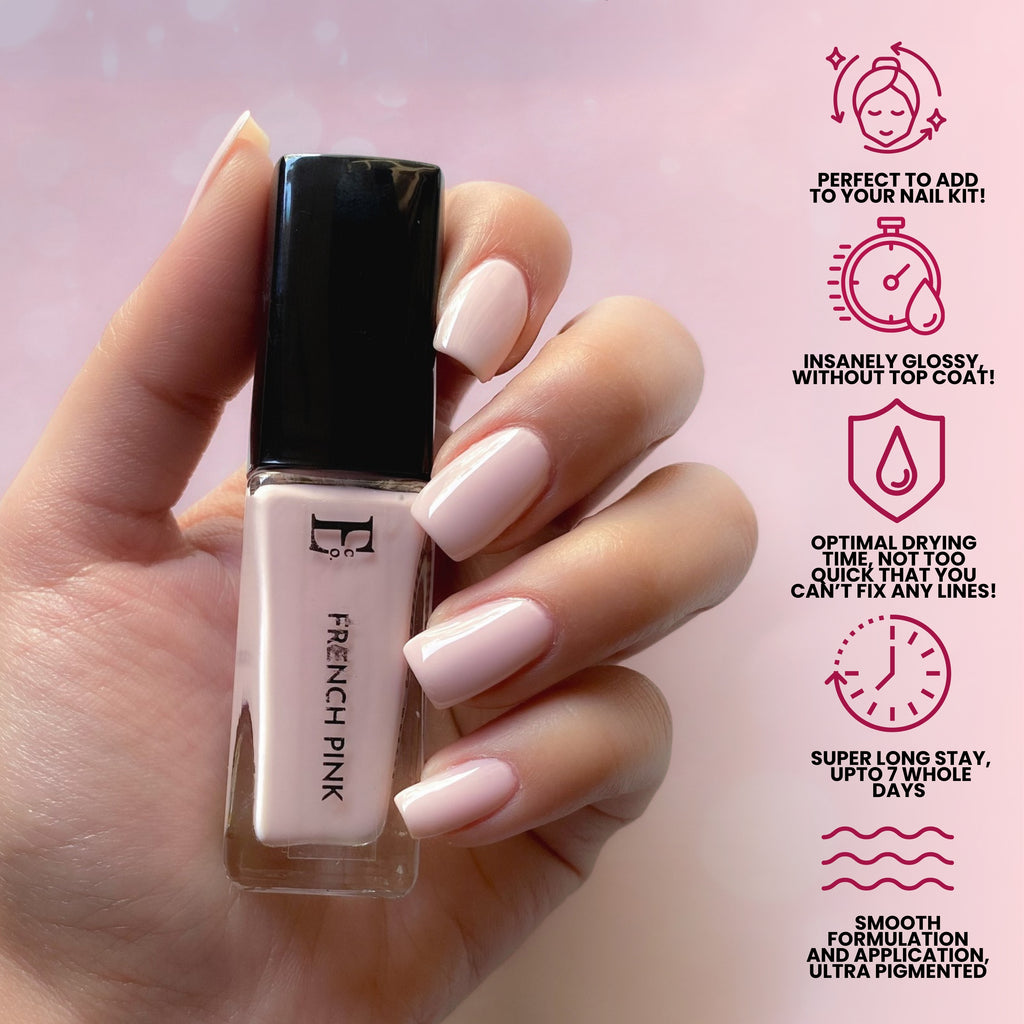 French Pink Vegan Nail Polish – Pastel Milky Pink, Chip-Resistant, Matte Finish, Long-Lasting, Salon Quality