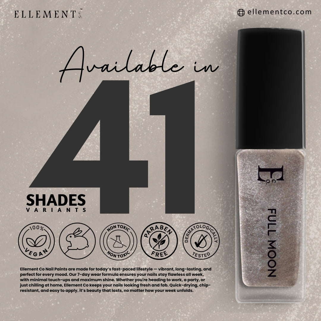 Full Moon Vegan Metallic Nail Polish – Chip-Resistant, Non-Yellowing, Shimmer Finish, Long-Lasting