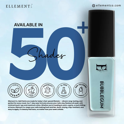Bubblegum Vegan Nail Polish – Blue Pastel, Gel-Like, Chip-Resistant, Shiny Finish, Strengthens Nails 6