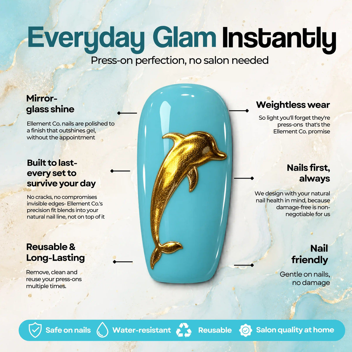 Golden Sea Creatures on Blue 4