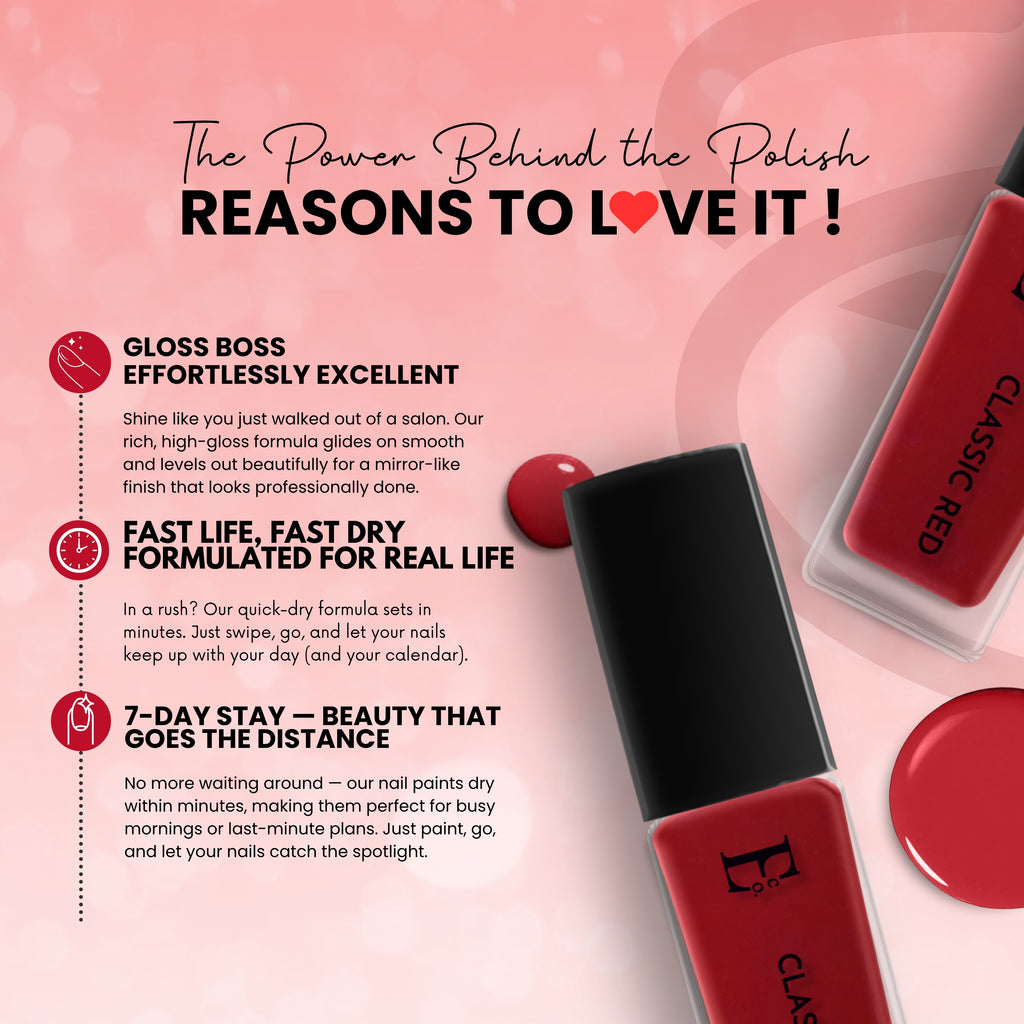Classic Red Vegan Nail Polish – Vibrant Color, Long-Lasting, Chip-Resistant, Gel-Like Shine