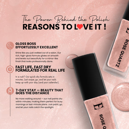 ROSE QUARTZ Vegan Nail Polish, Peach Color -10 Ml