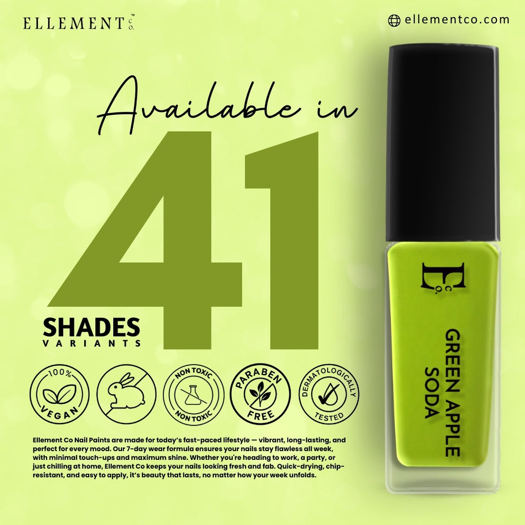 Green Apple Soda Vegan Nail Polish – Chip-Resistant, Non-Yellowing, Neon Finish, Gel-Like Shine, Long-Lasting
