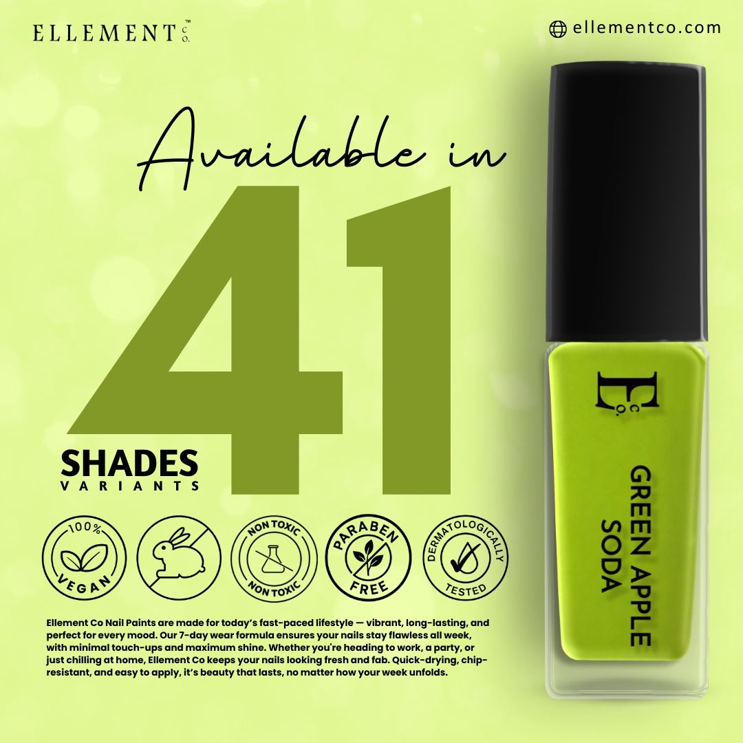 Green Apple Soda Vegan Nail Polish – Chip-Resistant, Non-Yellowing, Neon Finish, Gel-Like Shine, Long-Lasting