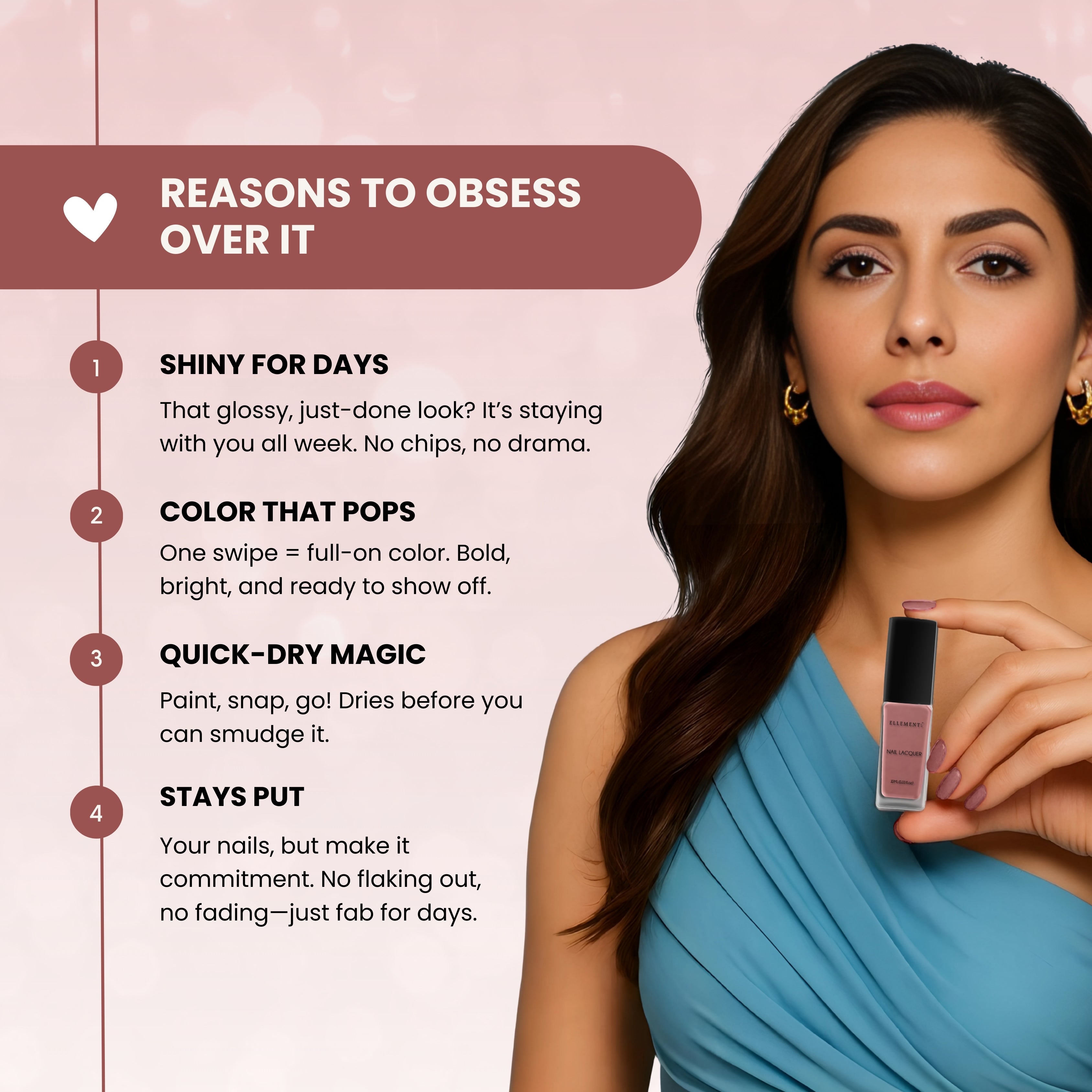 BAESIC Nail Vegan Polish – Nude Pink, Chip-Resistant, Long-Lasting Gel-Like Finish