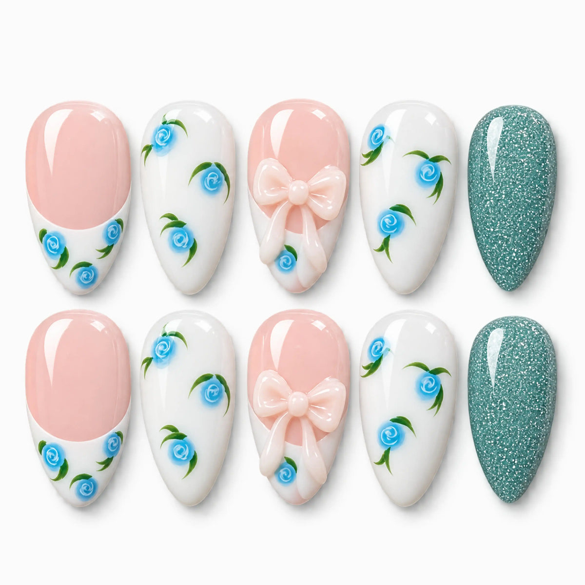 Blue Roses with Coquette Bow 3