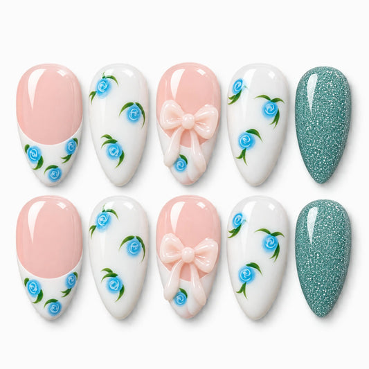 Blue Roses with Coquette Bow 3
