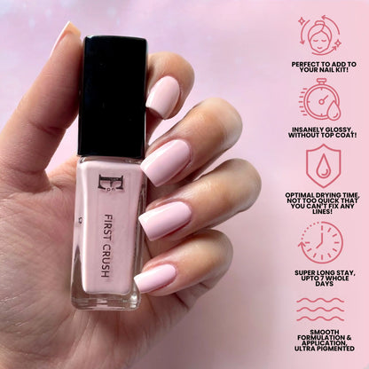 First Crush Vegan Pink Nail Polish – Chip-Resistant, Non-Yellowing, Matte Finish, Long-Lasting 6