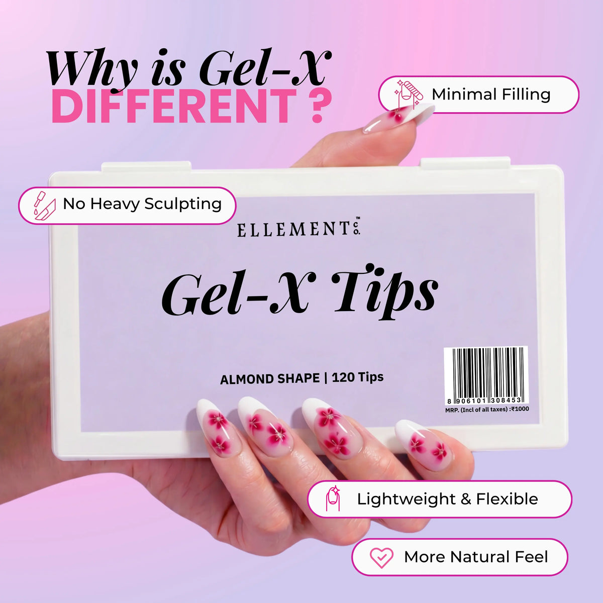 Gel-X Natural Almond Long Tips - Pack of 120 3