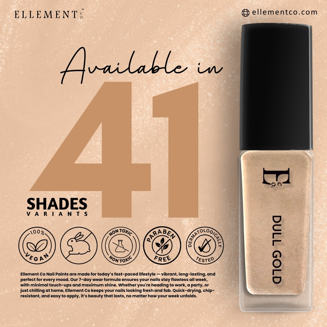 Dull Gold Vegan Nail Polish – Chip-Resistant, Metallic Shimmer, Gel-Like Shine, Long-Lasting