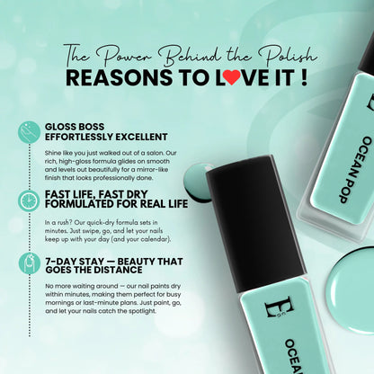 OCEAN POP Vegan Nail Polish, Mint Green Color -10 Ml 3