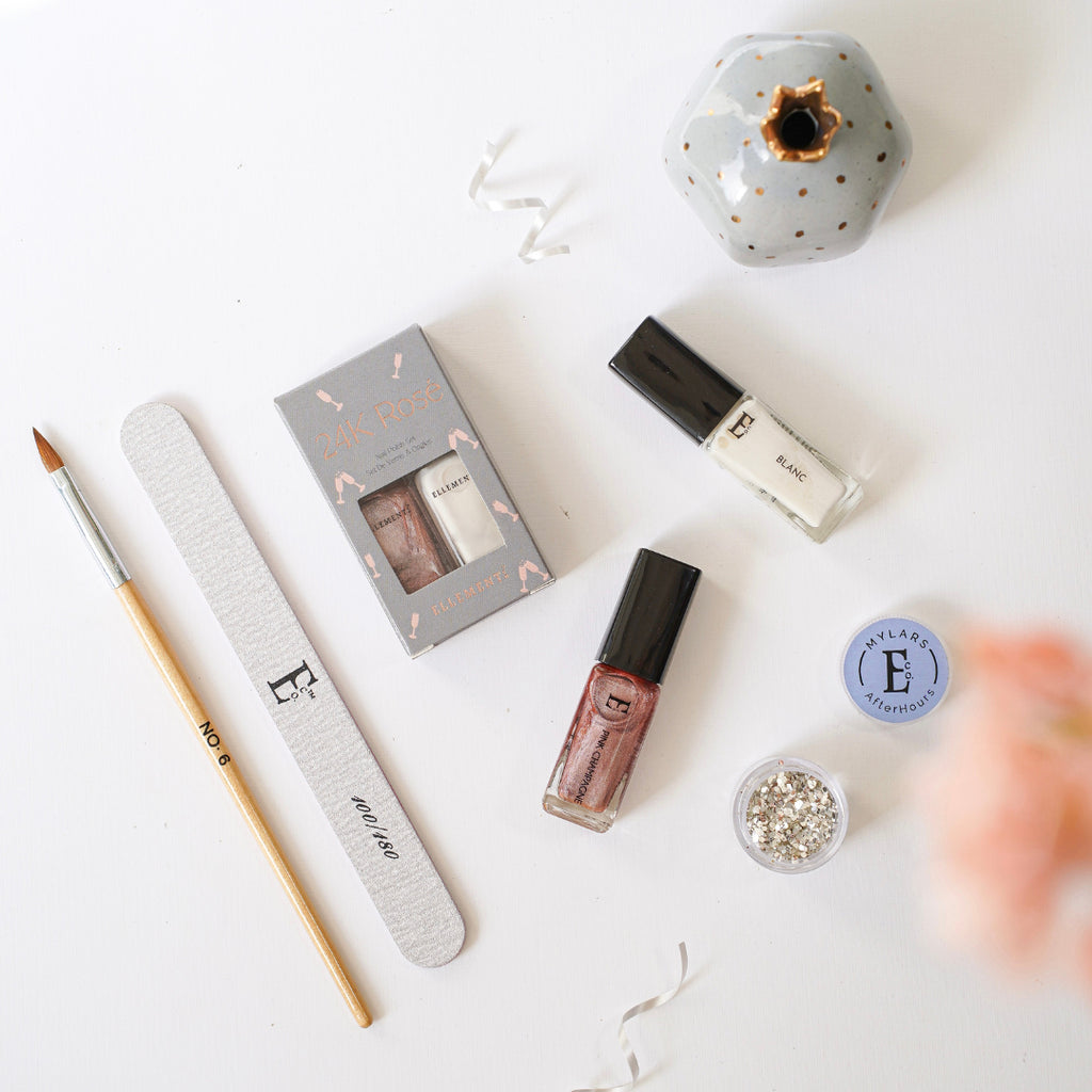 24K Rose Nail Polish Set – Pink Champagne & Blanc | Rose Gold and White Nail Paint Duo for Nail Art
