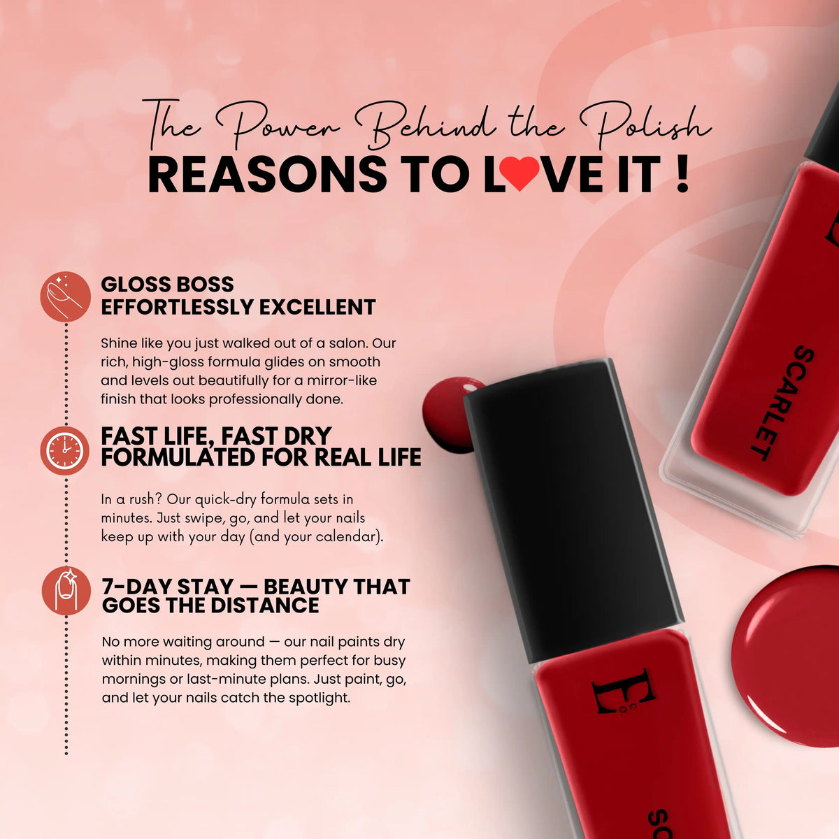 SCARLET Vegan Nail Polish, Red Color -10 Ml 3