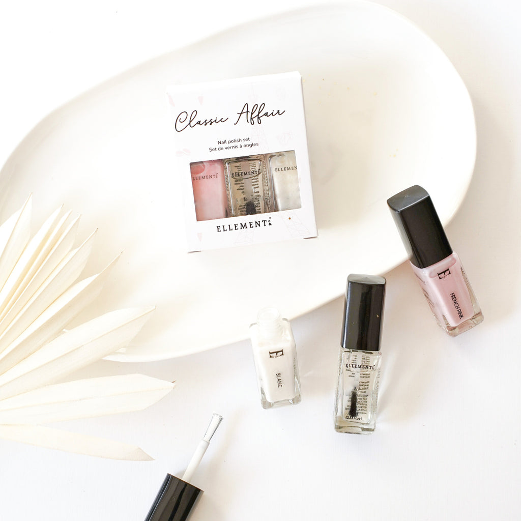 A Classic Affair Nail Polish Set – Blanc White, French Pink & Gloss Top Coat – French Manicure Essentials