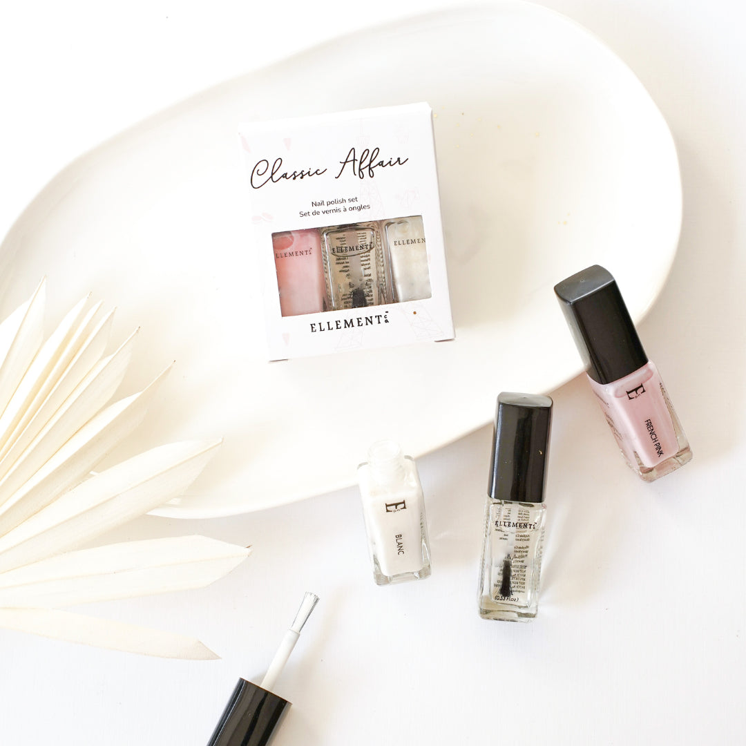 A Classic Affair Nail Polish Set – Blanc White, French Pink & Gloss Top Coat – French Manicure Essentials