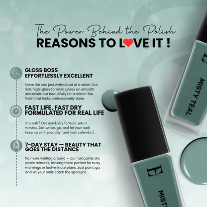 MISTY TEAL Vegan Nail Polish Teal Blue, Green Color -10 Ml 3