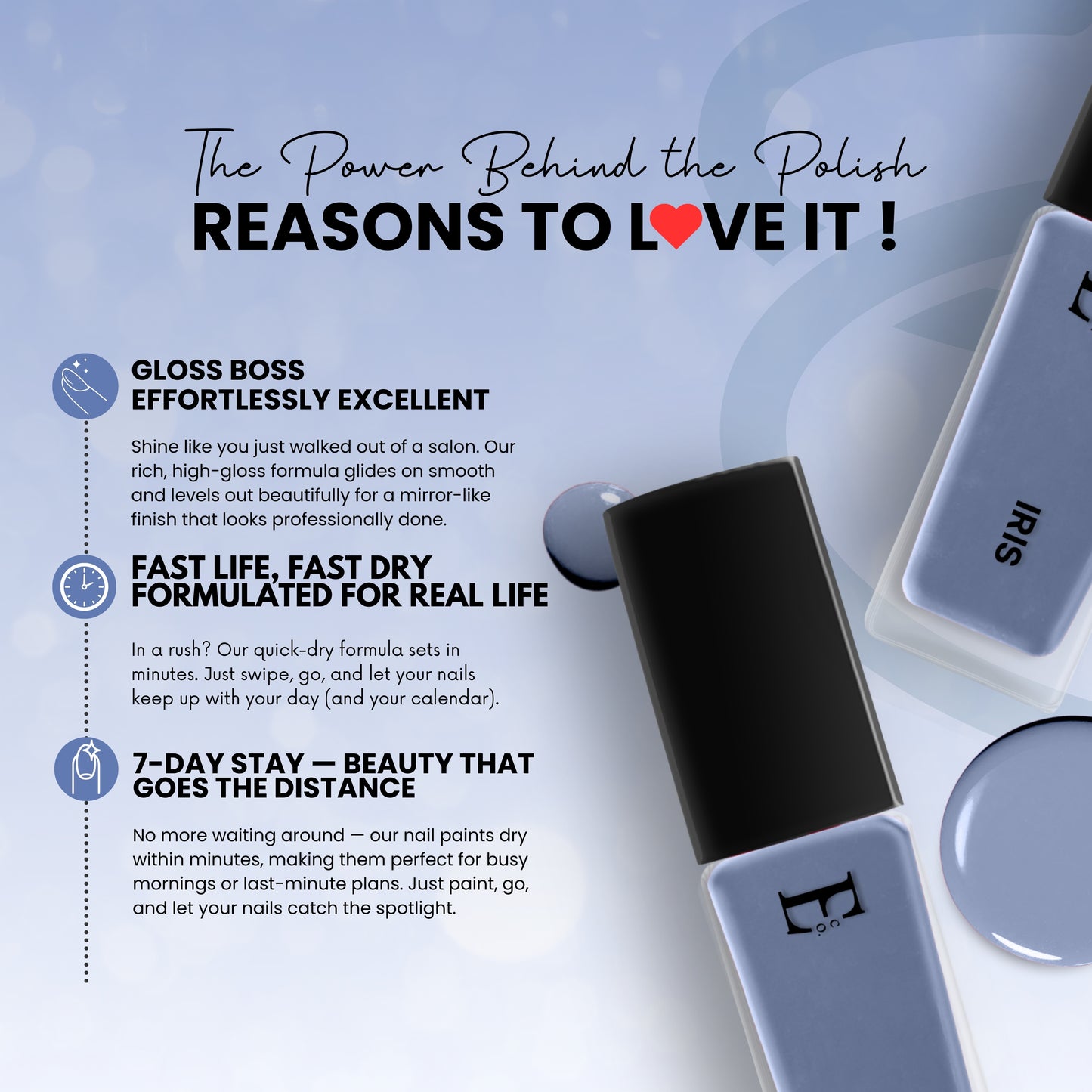 IRIS Vegan Nail Polish, soft Blue Color -10 Ml