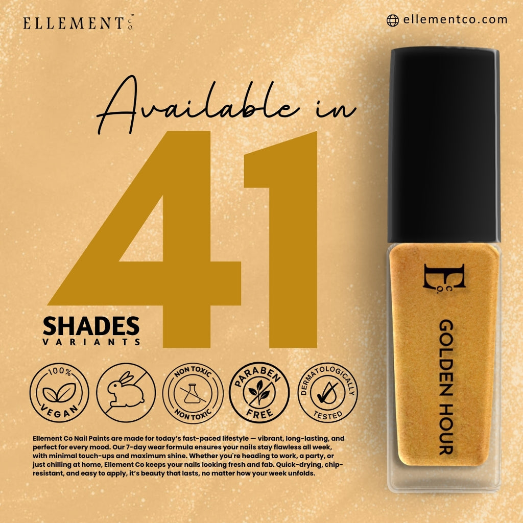 Golden Hour Vegan Gold Nail Polish – Chip-Resistant, Glittery Finish, Gel-Like Shine, Long-Lasting