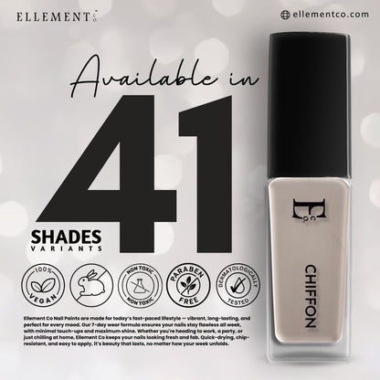 Chiffon Grey Vegan Nail Polish – Chip-Resistant, Pastel Color, Non-Yellowing, Gel-Like Shine, Long-Lasting