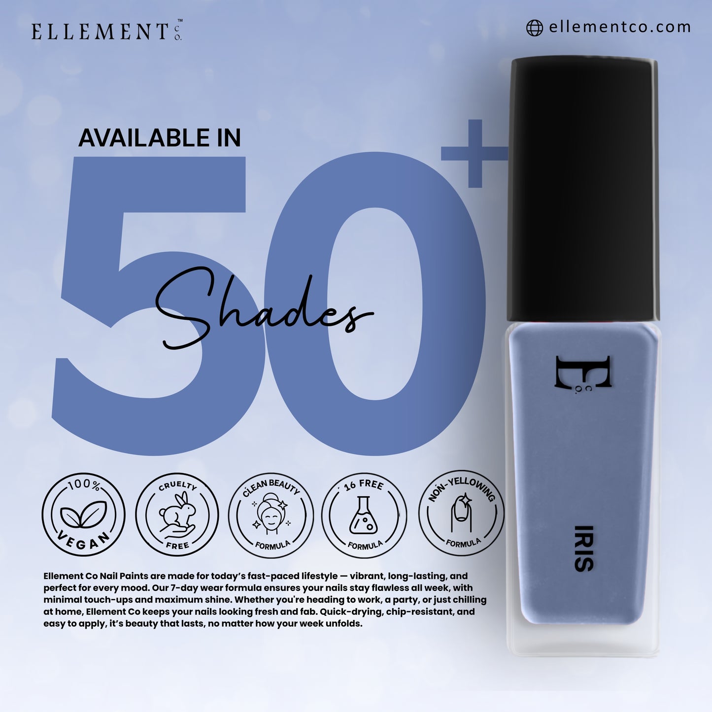 IRIS Vegan Nail Polish, soft Blue Color -10 Ml