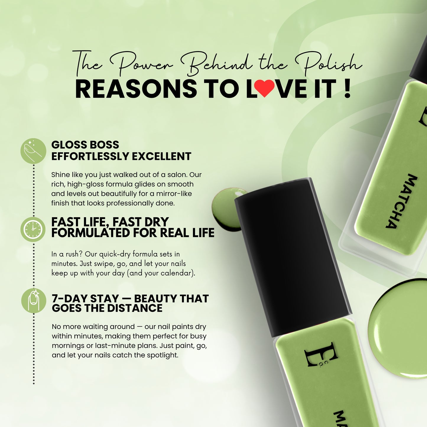 MATCHA Vegan Nail Polish, Light Green Color -10 Ml
