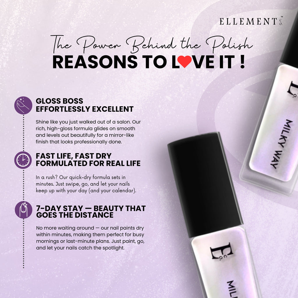 Milky Way Vegan White Pearl Nail Polish – Chip-Resistant, Non-Yellowing, Gel-Like Shine, Long-Lasting