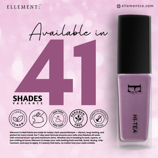 HI-Tea Vegan Lavender Nail Polish – Chip-Resistant, Non-Yellowing, Gel-Like Shine, Long-Lasting